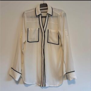 Express White Shirt with Black Accents